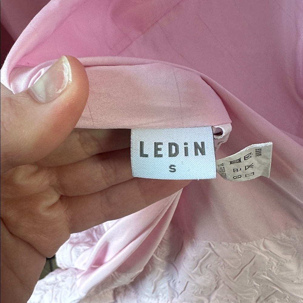 Ledin Pastel Pink Quilted Long Coat with Heart Detail Size Small - Picture 2 of 5